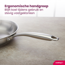 Cookinglife Koekenpan Superior Triply RVS ø 28 cm - geschikt voor alle warmtebronnen - zonder anti-aanbaklaag