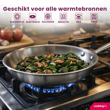 Cookinglife Koekenpan Superior Triply RVS ø 28 cm - geschikt voor alle warmtebronnen - zonder anti-aanbaklaag