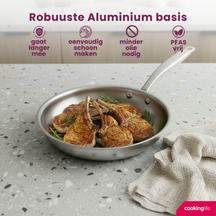 Cookinglife Koekenpan Superior Triply RVS ø 28 cm - geschikt voor alle warmtebronnen - zonder anti-aanbaklaag