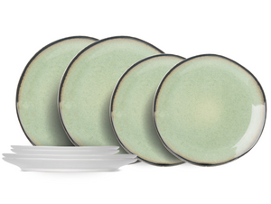 Cosy & Trendy Serviesset / Bordenset Fez Groen 8-delig / 4 personen - 4 dinerborden en 4 ontbijtborden