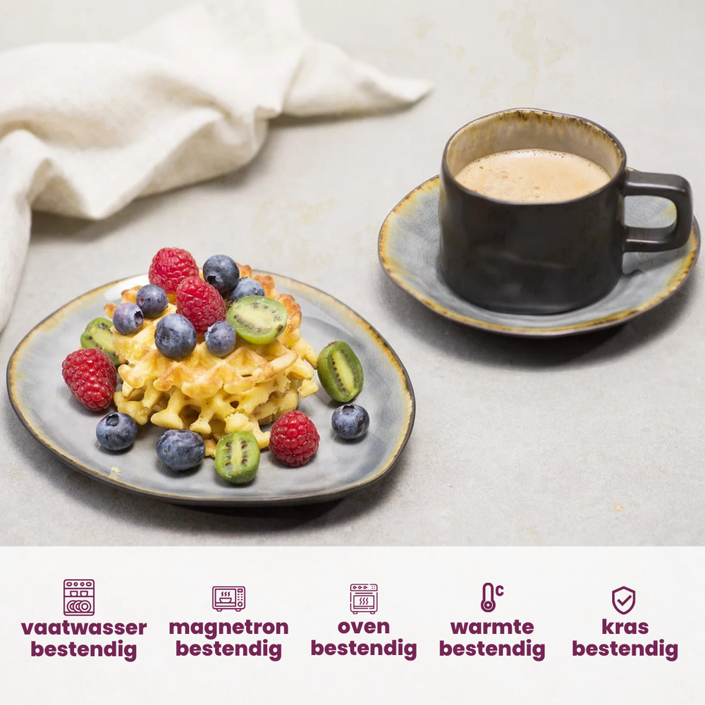 Cosy & Trendy Mokken / Bekers - Laguna Blue Grey - 450 ml - 4 Stuks