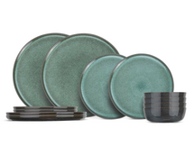 Cosy & Trendy Serviesset Lerida Meadow Groen 12-Delig / 4 Personen - 4 dinerborden, 4 ontbijtborden en 4 kommen