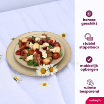 Cookinglife Serviesset Coastal Lines Ocean Beige 18-delig / 6 personen - 6 dinerborden, 6 ontbijtborden en 6 diepe borden