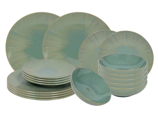 Cookinglife Serviesset Delice groen 18-delig / 6 personen - 6 platte Cookinglife Serviesset Delice groen 18-delig / 6 personen - 6 platte