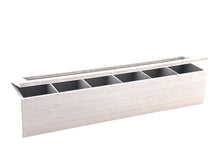 Cookinglife Theedoos - Theekist - Hout Wit - 6 vakken - met Glazen Deksel - 43 x 9 x 9 cm