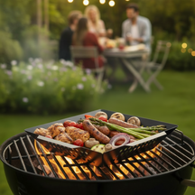 Cookinglife BBQ Grillmand Fire & Flavour 29 x 26 x 5 cm - Non-Stick Metaal - Geschikt voor Groenten en Vis