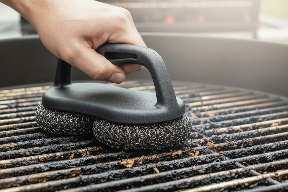 Cookinglife BBQ Reinigingsborstel Fire & Flavour 18 x 9 x 10 cm - Staalwolborstel - Grillrooster Schoonmaken