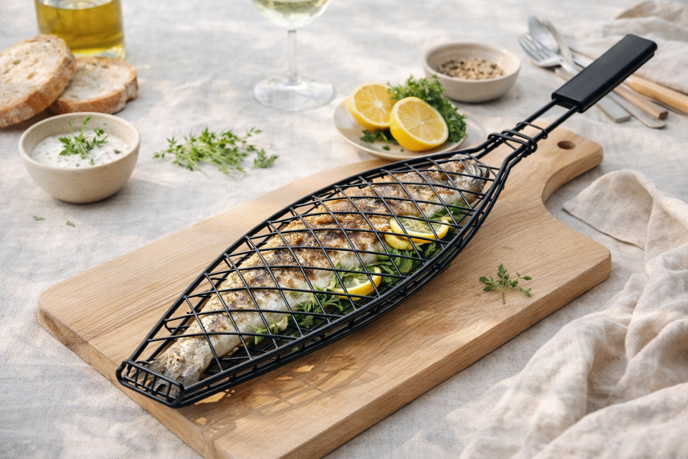 Cookinglife BBQ Visgrill Fire & Flavour - Non-Stick Metaal - Grillen van Vis en Groenten
