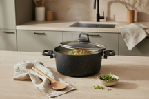 Pannenset Black Speckle 4-Delig - Aluminium - Kookpan ø 20, 22, 24 cm & Steelpan ø 18 cm - Geschikt voor alle warmtebronnen - standaard anti-aanbaklaag - Cookinglife