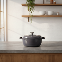 Cookinglife Braadpan met deksel - Heritage Cast Gietijzer - Grijs - ø 22 cm / 2.4 Liter - geëmailleerde anti-aanbaklaag