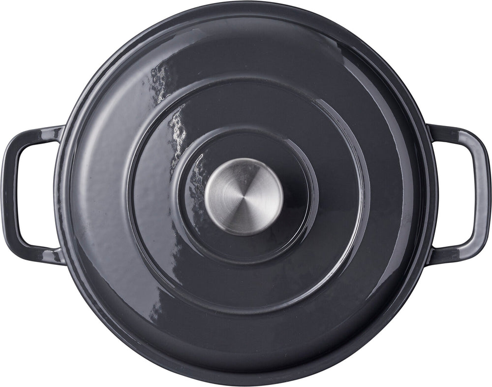 Cookinglife Braadpan met deksel - Heritage Cast Gietijzer - Grijs - ø 26 cm / 4.4 Liter - geëmailleerde anti-aanbaklaag