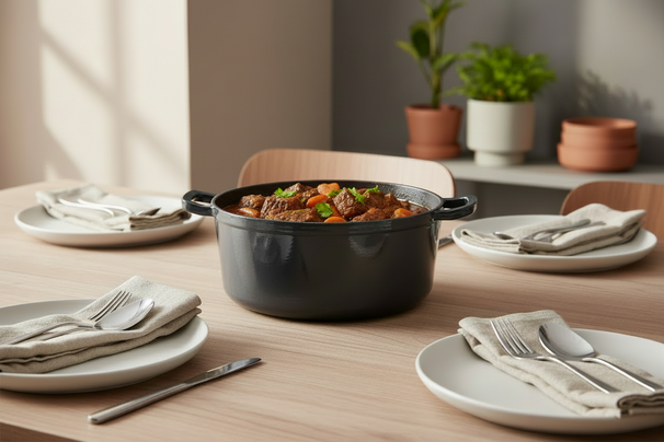 Cookinglife Braadpan met deksel - Heritage Cast - Gietijzer - Grijs - ø 28 cm / 5.1 Liter - geëmailleerde anti-aanbaklaag