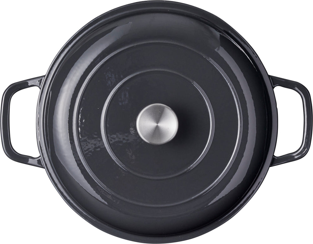 Cookinglife Braadpan met deksel - Heritage Cast - Gietijzer - Grijs - ø 30 cm / 2.6 Liter - geëmailleerde anti-aanbaklaag