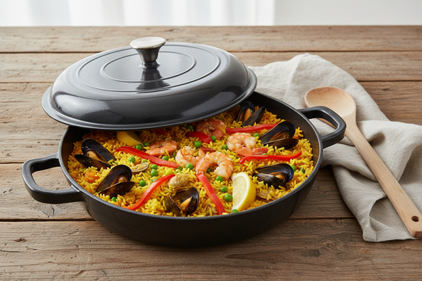 Cookinglife Braadpan met deksel - Heritage Cast - Gietijzer - Grijs - ø 30 cm / 2.6 Liter - geëmailleerde anti-aanbaklaag