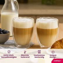 Cookinglife Dubbelwandige Latte Macchiato glazen / Koffieglazen Pumpkin 300 ml - 2 stuks