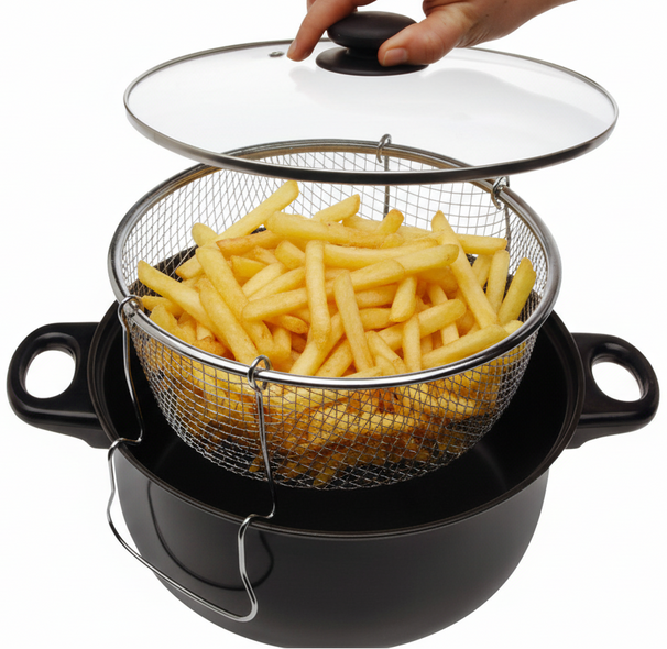 Cookinglife Frituurpan met Mand en Glazen Deksel - Braadpan Ø 26 cm
