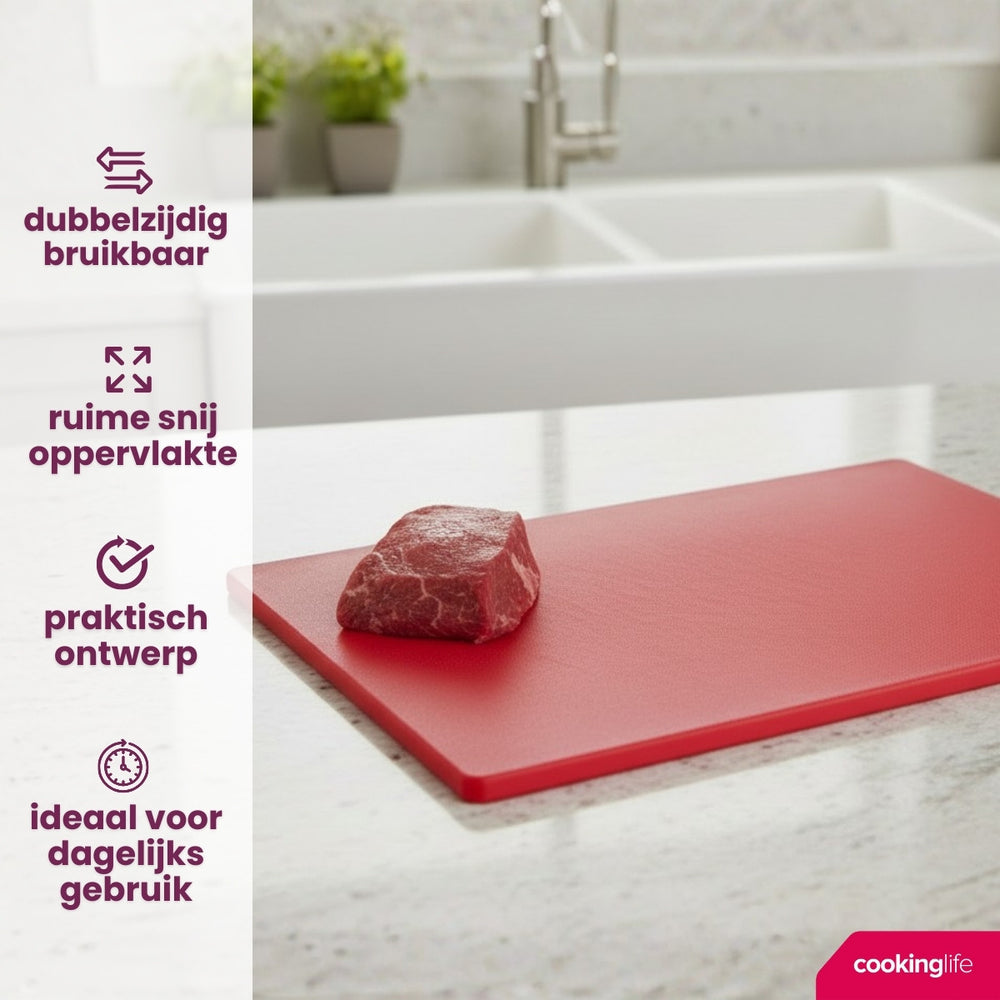 Cookinglife Snijplank HACCP Rood 40 x 30 cm - voor vlees