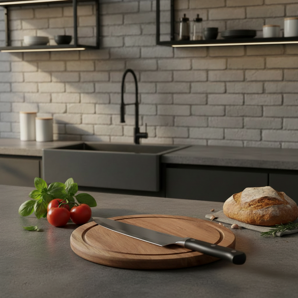 Cookinglife Snijplank Hout Acacia Pure Wood Ø 25 cm - Met Sapgeul - Keuken Snijden