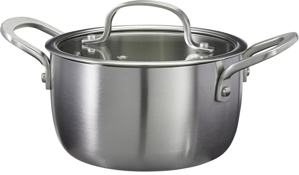 Cookinglife Kookpan met Glazen Deksel Signature Steel - RVS - ø 16 cm / 1.2 Liter - geschikt voor alle warmtebronnen