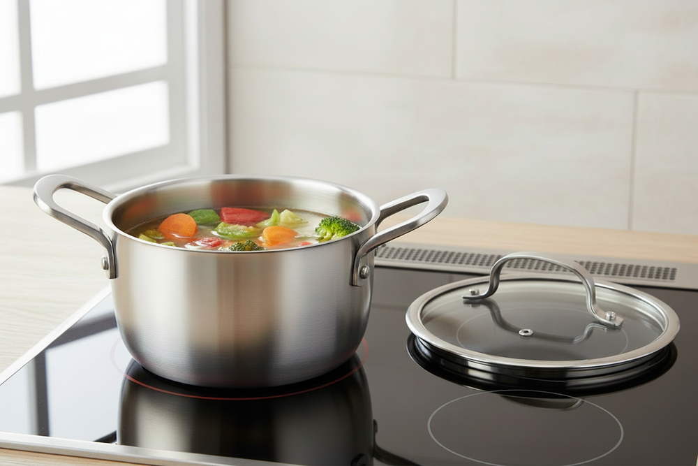 Cookinglife Kookpan met Glazen Deksel Signature Steel - RVS - ø 16 cm / 1.2 Liter - geschikt voor alle warmtebronnen