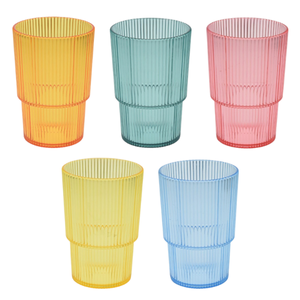 Cookinglife Longdrinkbekers Kunststof Stapelbaar - CampVibe - Outdoor - 475 ml - 5 Stuks
