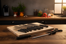 Messenset 11-delig RVS met Snijplank 45 x 35 cm - Keukenaccessoires - Cookinglife