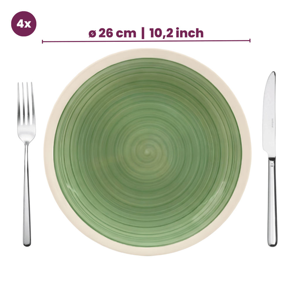 Cookinglife Serviesset Oceanico Groen 12-delig / 4 Personen - 4 dinerborden, 4 ontbijtborden en 4 kommen