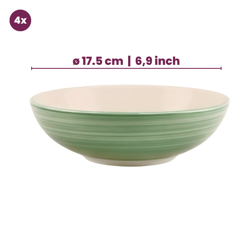 Cookinglife Serviesset Oceanico Groen 12-delig / 4 Personen - 4 dinerborden, 4 ontbijtborden en 4 kommen