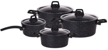 Pannenset Black Speckle 4-Delig - Aluminium - Kookpan ø 20, 22, 24 cm & Steelpan ø 18 cm - Geschikt voor alle warmtebronnen - standaard anti-aanbaklaag - Cookinglife