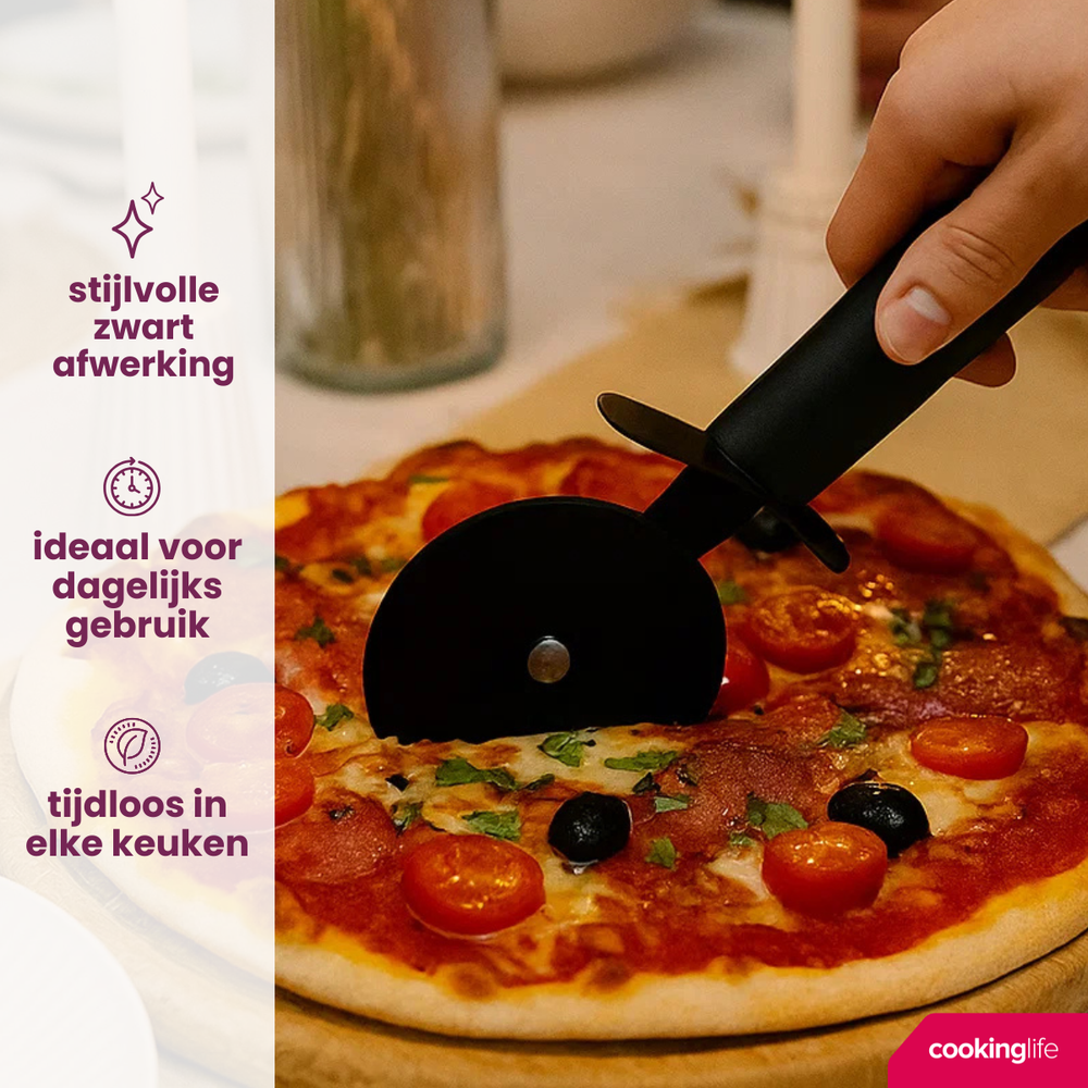 Cookinglife Pizzasnijder Zwart 22 cm