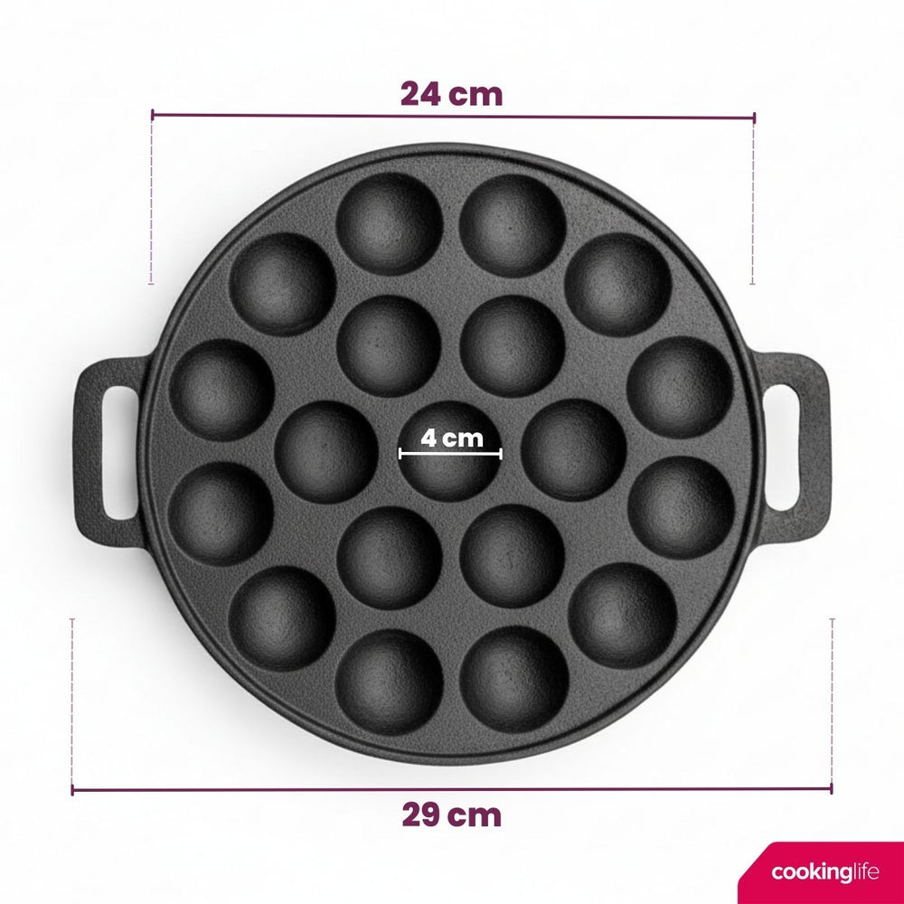 Cookinglife Poffertjespan - Gietijzer - ø 24 cm - 19 poffertjes