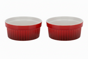Cookinglife Ramekins / Soufflébakje / Creme Brulee Schaaltjes - Rood - Porselein - ø 11 cm - 2 Stuks