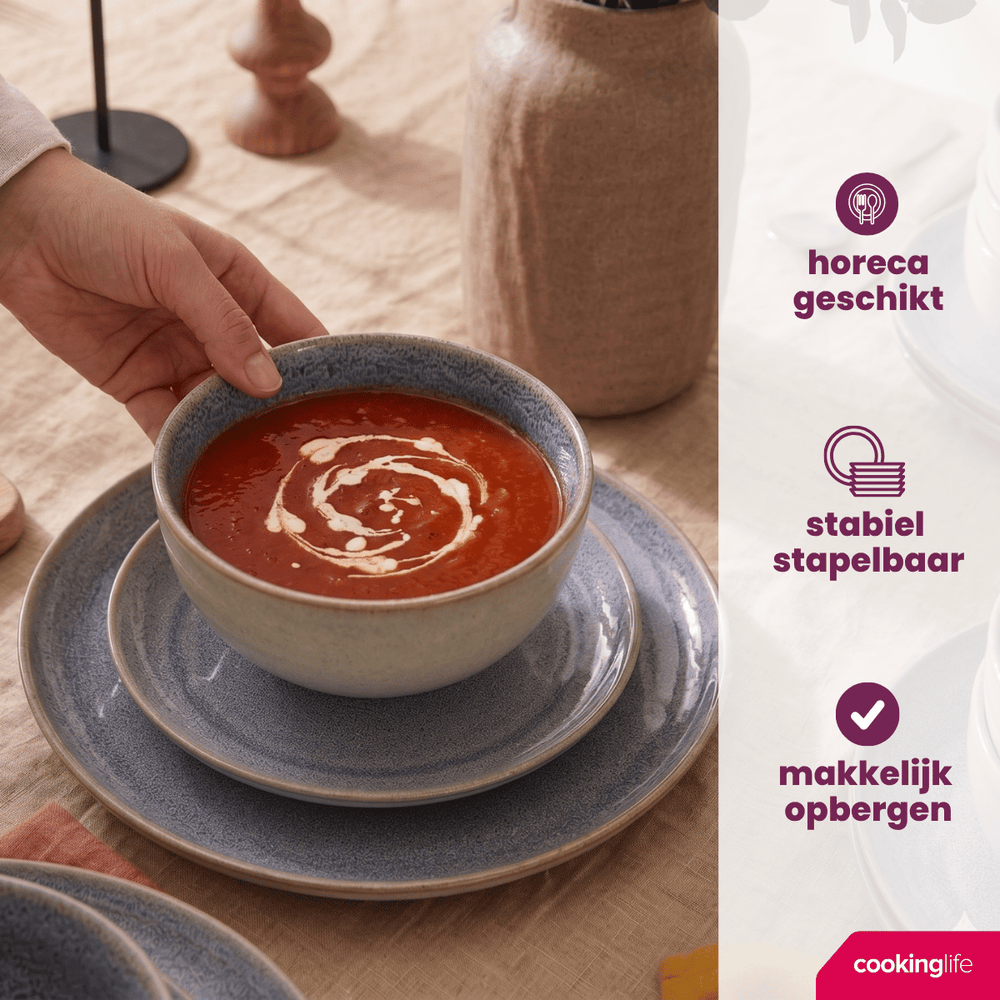 Cookinglife Dinerborden Serene Blue ø 28 cm - Aardewerk - 4 stuks