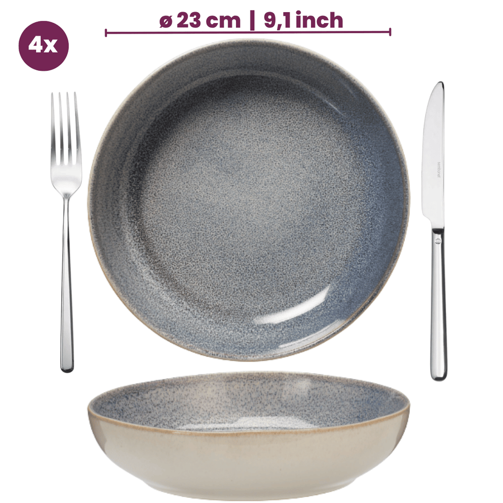 Cookinglife Diepe Borden / Pastaborden Serene Blue ø 23 cm - Aardewerk - 4 stuks