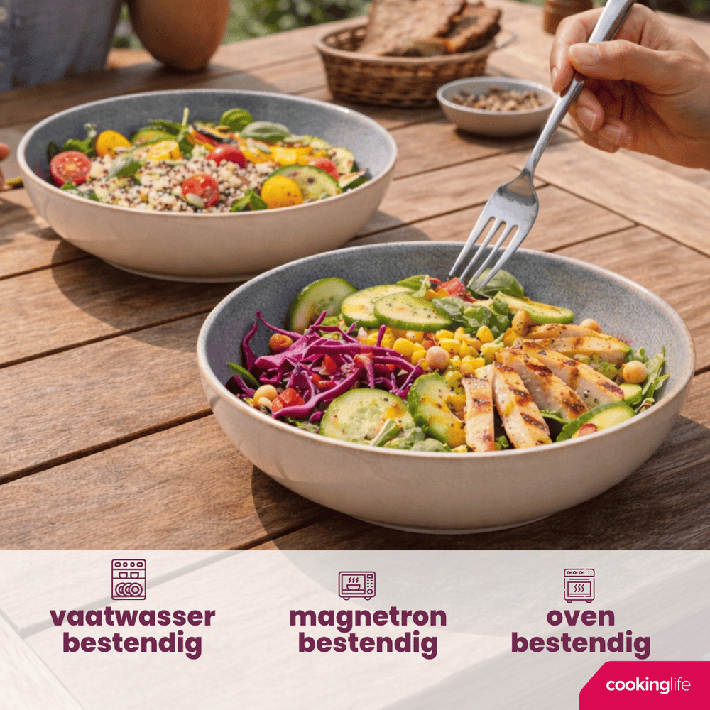 Cookinglife Diepe Borden / Pastaborden Serene Blue ø 23 cm - Aardewerk - 4 stuks