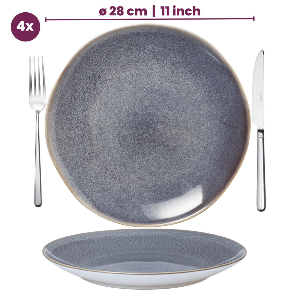 Cookinglife Dinerborden Serene Blue ø 28 cm - Aardewerk - 4 stuks