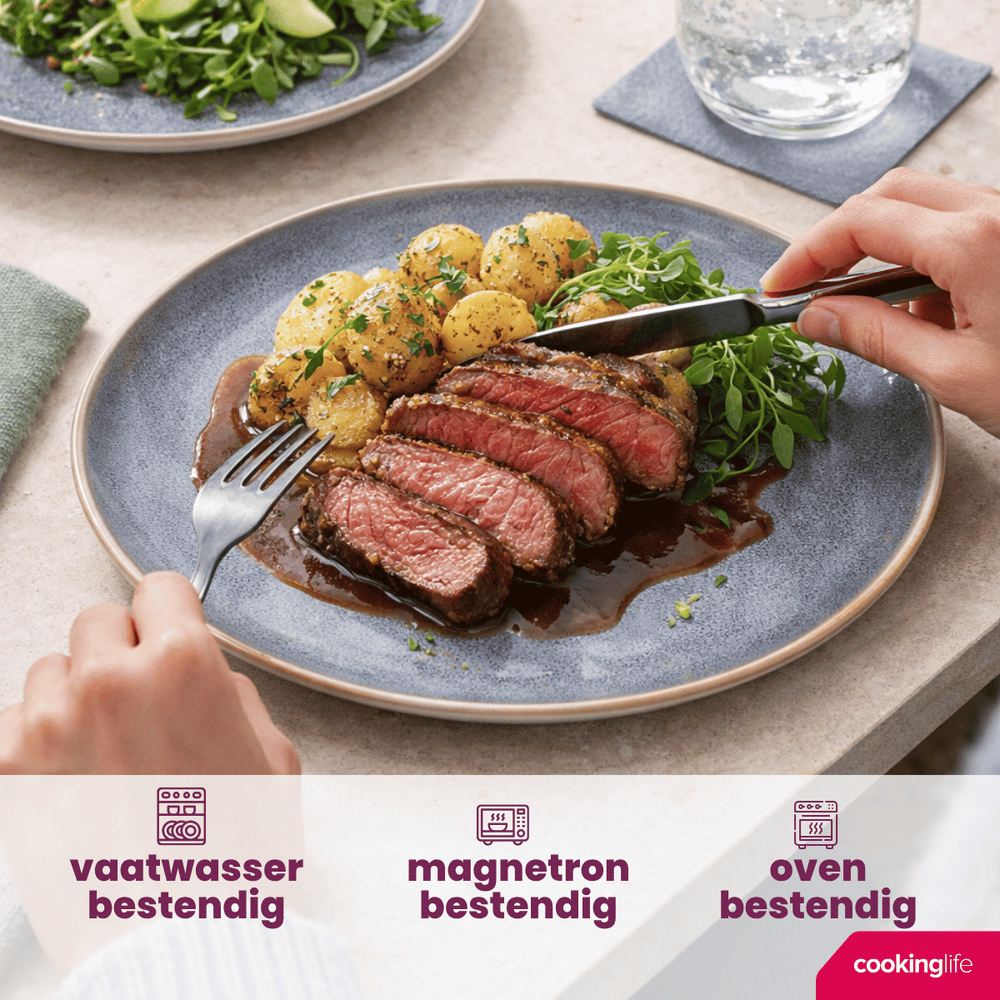 Cookinglife Dinerborden Serene Blue ø 28 cm - Aardewerk - 4 stuks