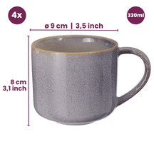 Cookinglife Koffiemokken Serene Blue 330 ml - Aardewerk - 4 stuks