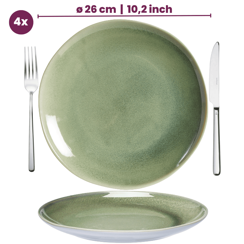 Cookinglife Serviesset Serene Green 12-delig / 4 personen - 4 dinerborden, 4 ontbijtborden en 4 kommen
