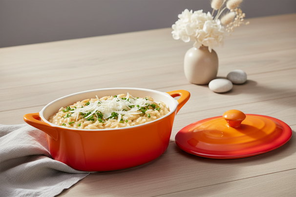 Cookinglife Serveerpannetje met deksel Oranje - Porselein - 16.5 x 9 cm / 600 ml