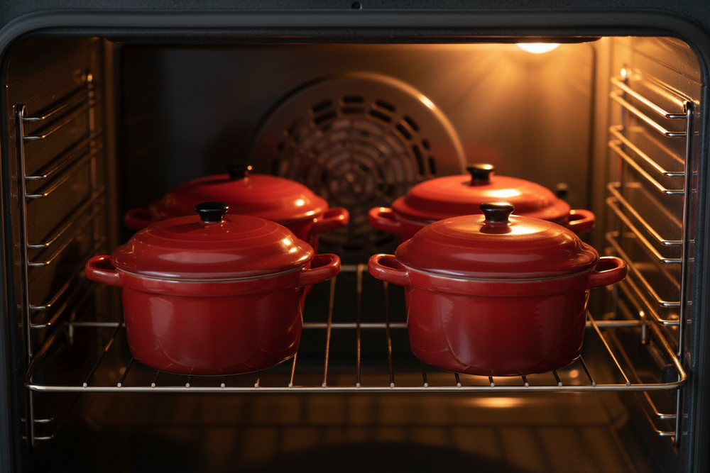 Cookinglife Serveerpannetje met deksel Rood - Porselein - ø 10 cm / 300 ml