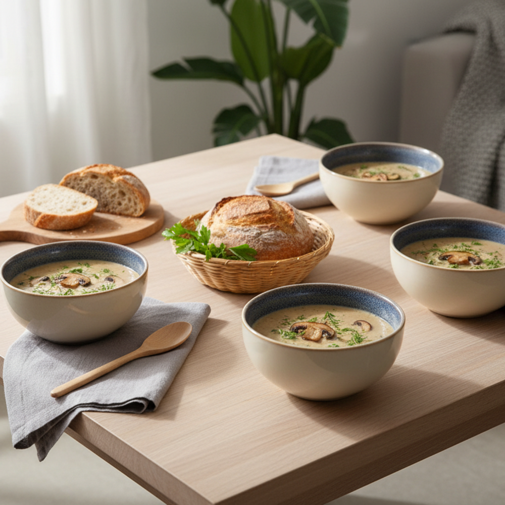 Cookinglife Serviesset Serene Blue 12-delig / 4 personen - 4 dinerborden, 4 ontbijtborden en 4 kommen