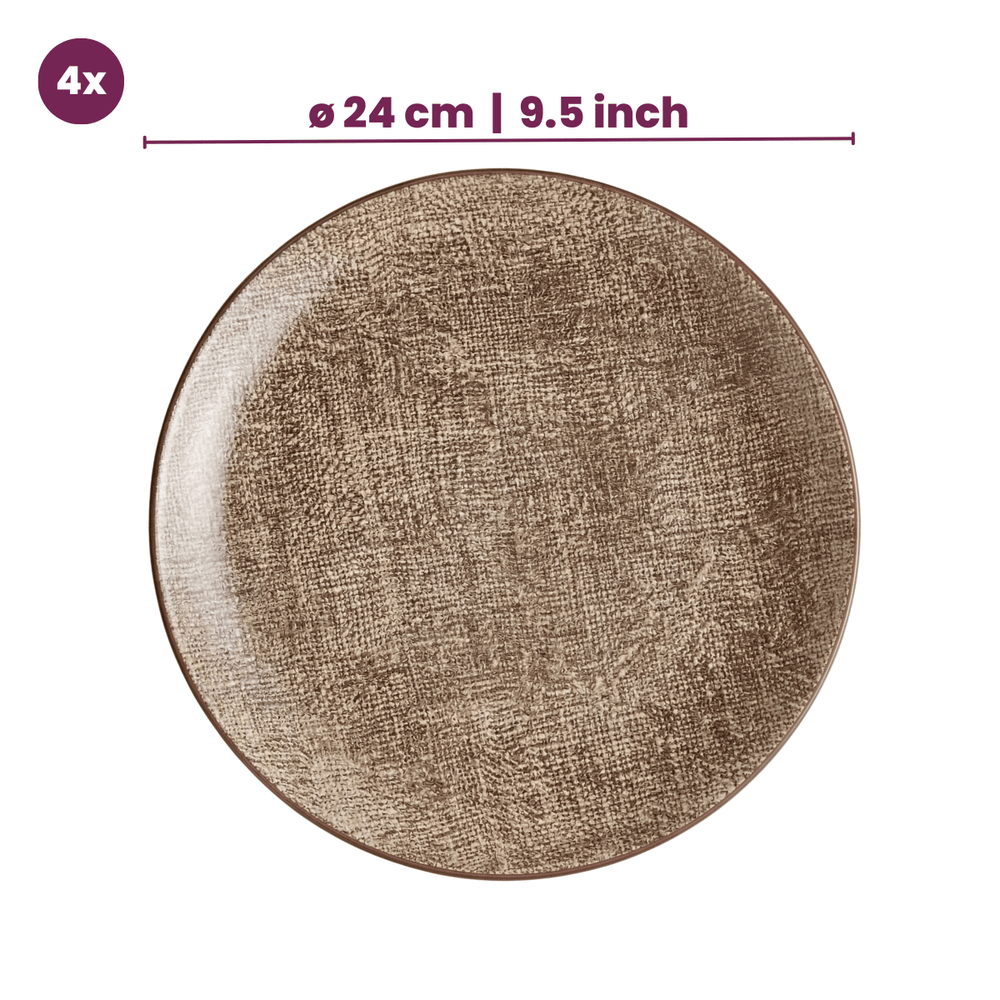 Cookinglife Serviesset Tela Bruin Porselein 12-delig / 4 pesonen - 4 dinerborden, 4 ontbijtborden en 4 diepe borden