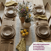 Cookinglife Serviesset Tela Bruin Porselein 12-delig / 4 pesonen - 4 dinerborden, 4 ontbijtborden en 4 diepe borden