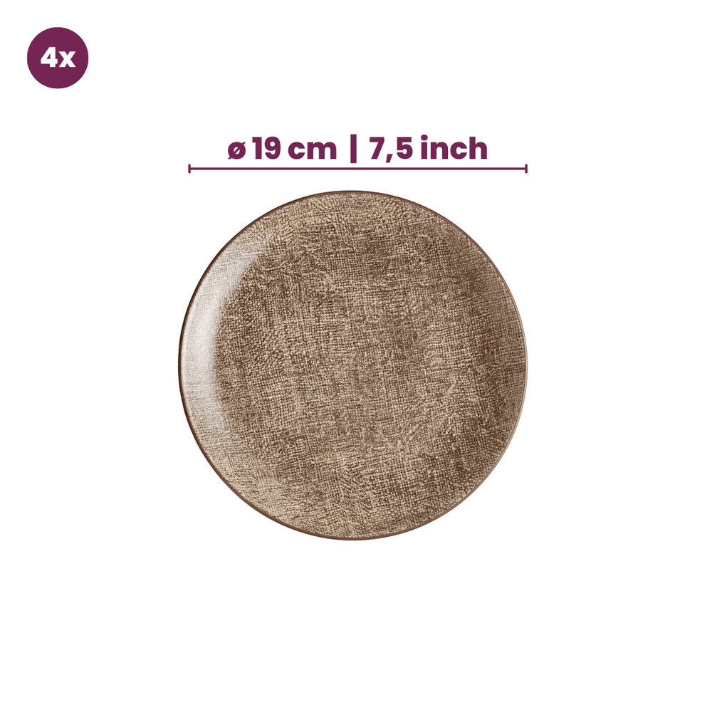 Cookinglife Serviesset Tela Bruin Porselein 12-delig / 4 pesonen - 4 dinerborden, 4 ontbijtborden en 4 diepe borden