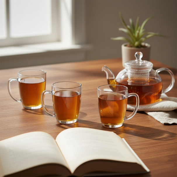 Cookinglife Theeglazen 400 ml Hittebestendig - Set van 4 Helder Glas