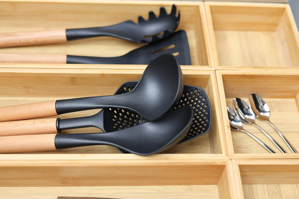 Cookinglife Bestekbak kookgerei- Opbergbox - Multi Organizer - Bamboe 38 x 15 x 7 cm