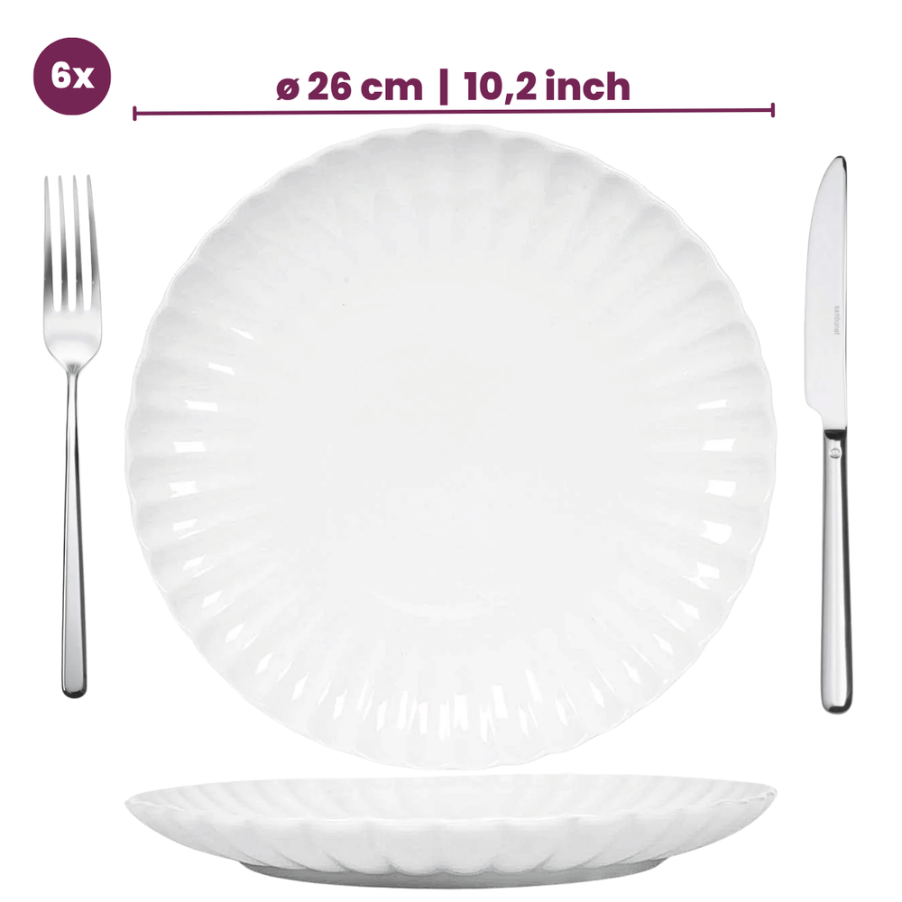 Cookinglife Serviesset Cardida Off White 18-delig / 6 personen - 6 dinerborden, 6 ontbijtborden en 6 kommen