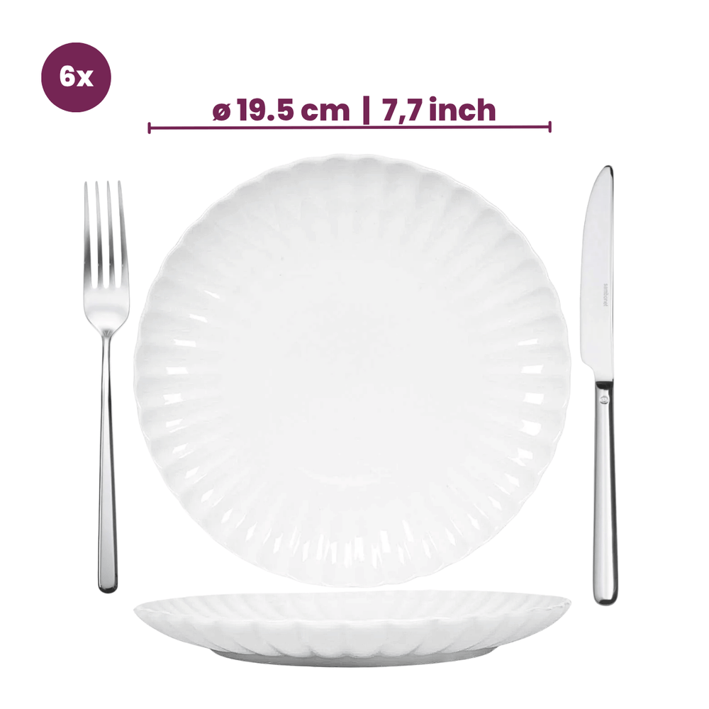 Cookinglife Ontbijtborden / Dessertborden Cardida Off White ø 19.5 cm - 6 stuks