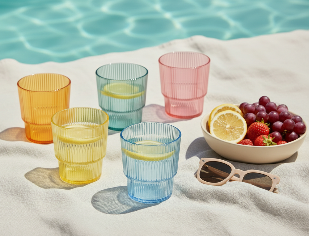 Cookinglife Drinkbekers Kunststof Stapelbaar - CampVibe - Outdoor -325 ml - 5 Stuks